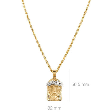 14k Two Tone Gold Jesus Head Pendant